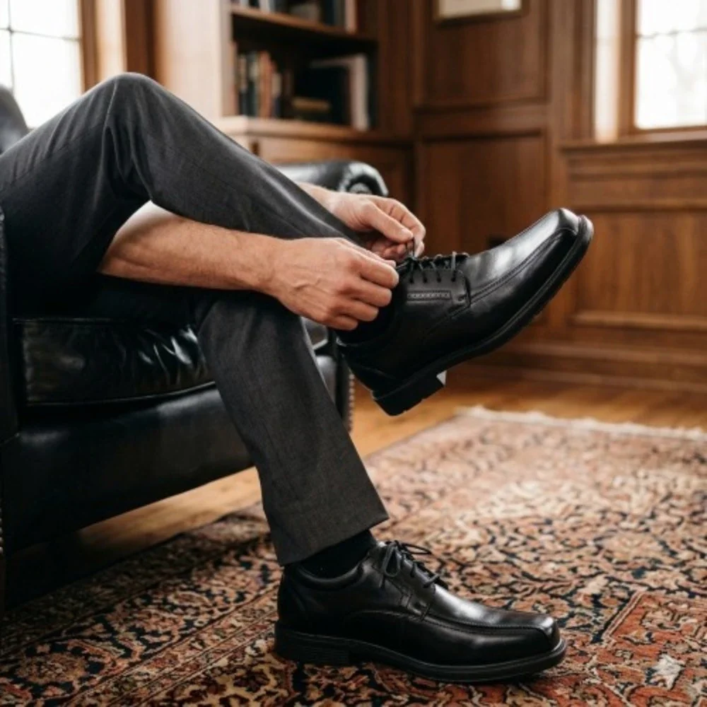 Deer Stags Williamsburg Dress‎ Oxfords – Modern Bicycle Toe, Black, Size 14W